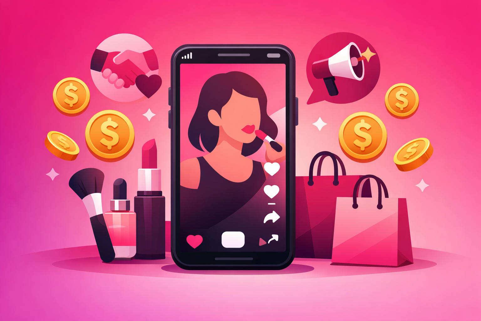 How to make money as a beauty creator on TikTok - illustration showing monetization opportunities