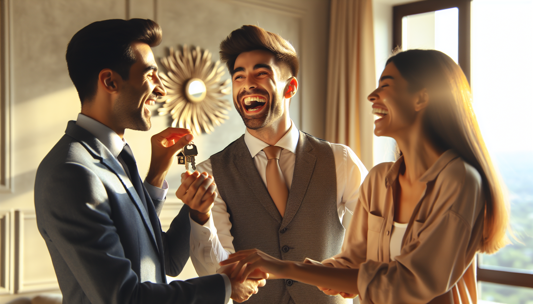 Real estate agent handing keys to happy clients after successful TikTok lead conversion