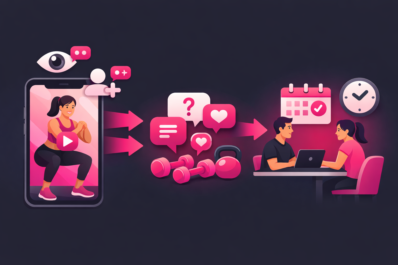 Client acquisition funnel from TikTok views to bookings