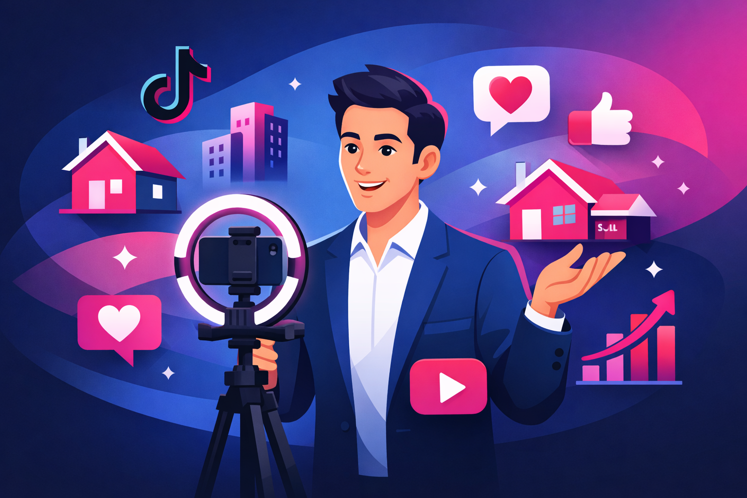Real estate agent creating engaging TikTok content