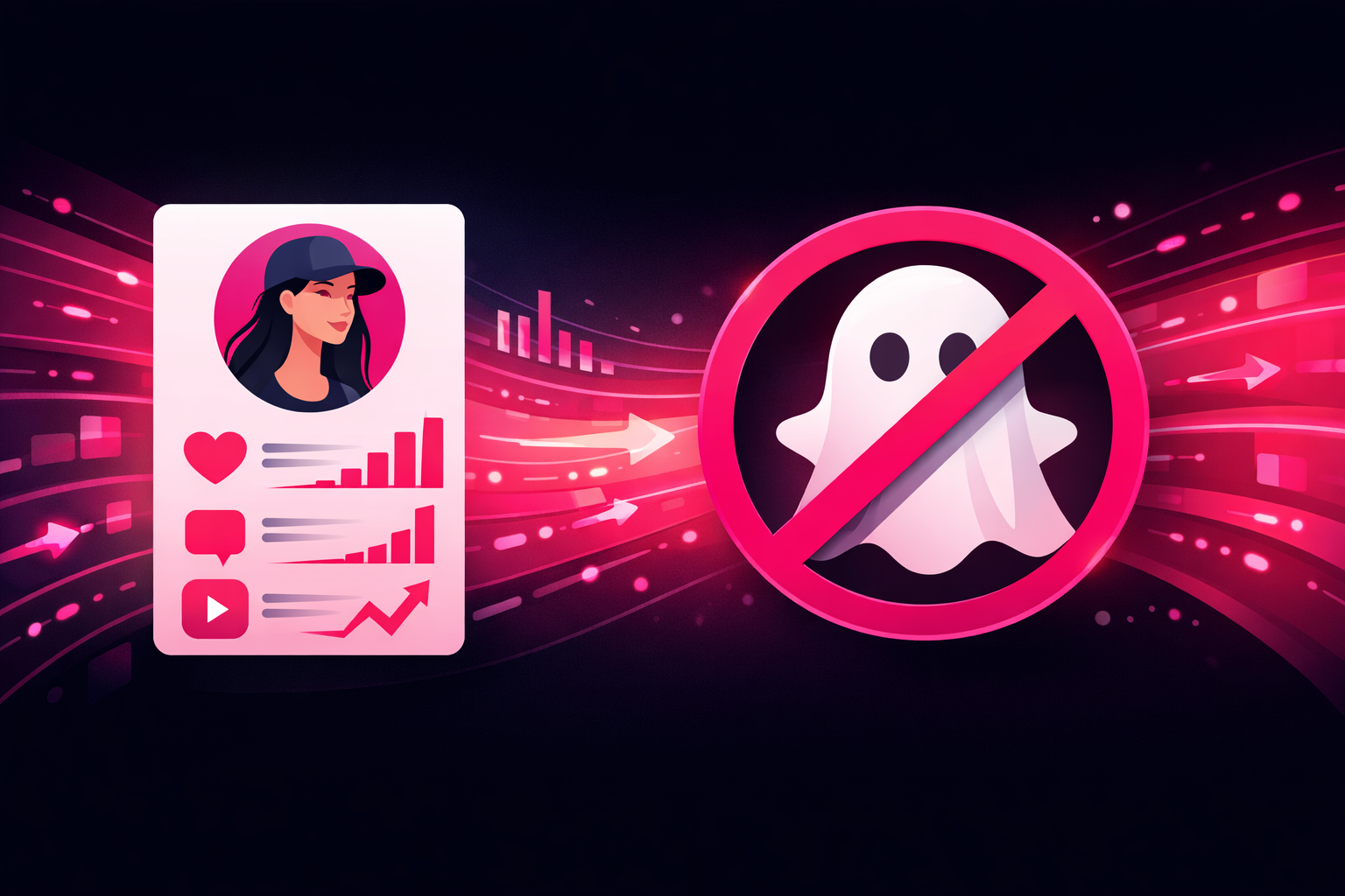Illustration showing shadowbanning myth being debunked with normal engagement metrics