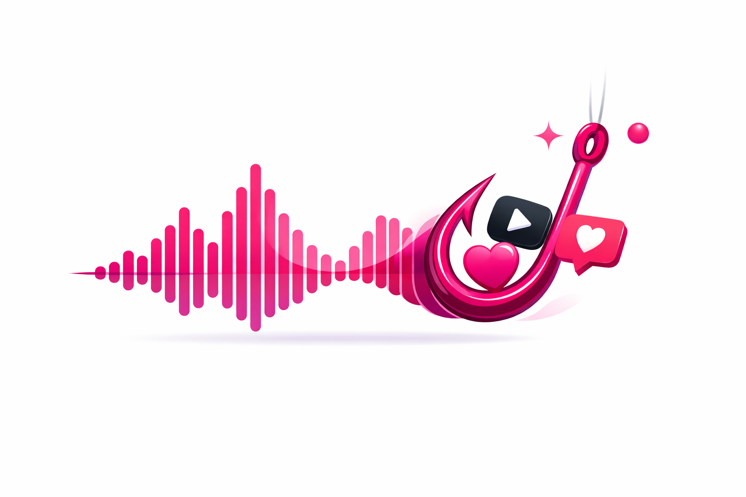 Sound wave visualization showing viral audio hook patterns with engagement metrics